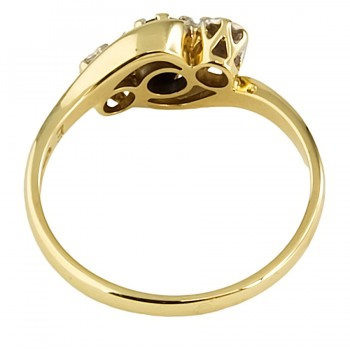 9ct gold Sapphire/Diamond 3 stone Ring size N